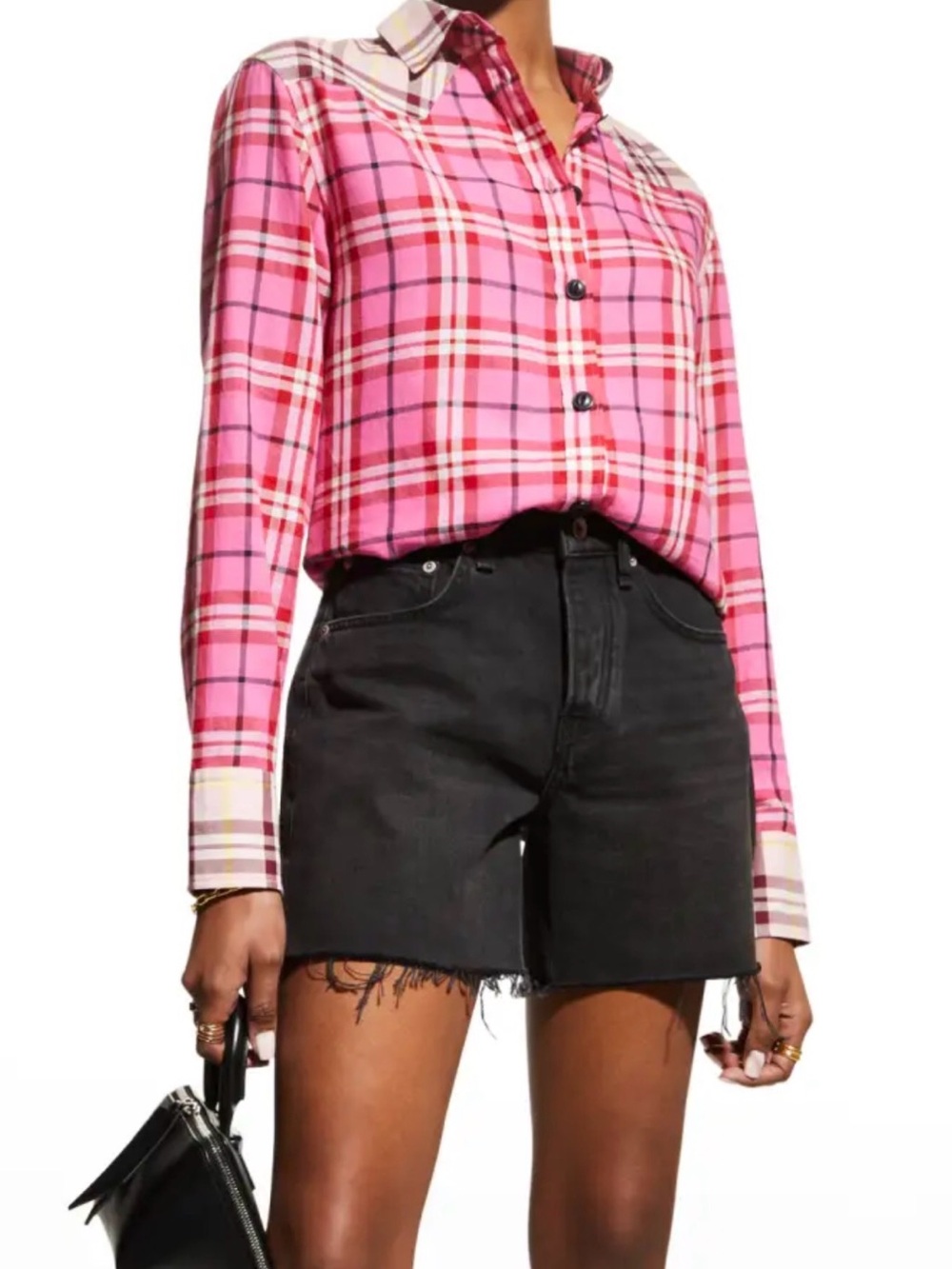 Rag & Bone Jillian Two-Toned Plaid Button-Front Shirt size XS